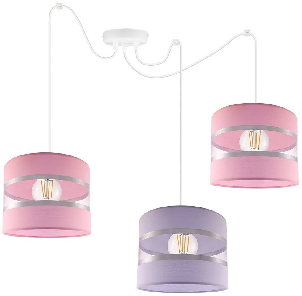 Závesné svietidlo Elegance Spider, 3x textilné tienidlo (mix 8 farieb), w