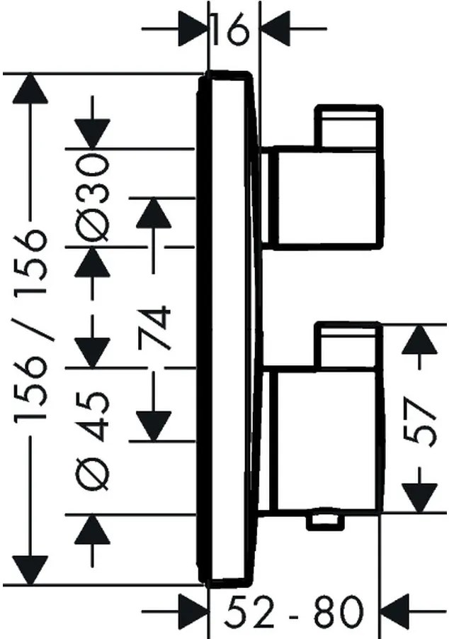 Hansgrohe Ecostat Square, termostatická batéria pod omietku na 2 spotrebiče, kefovaný bronz, HAN-15714140
