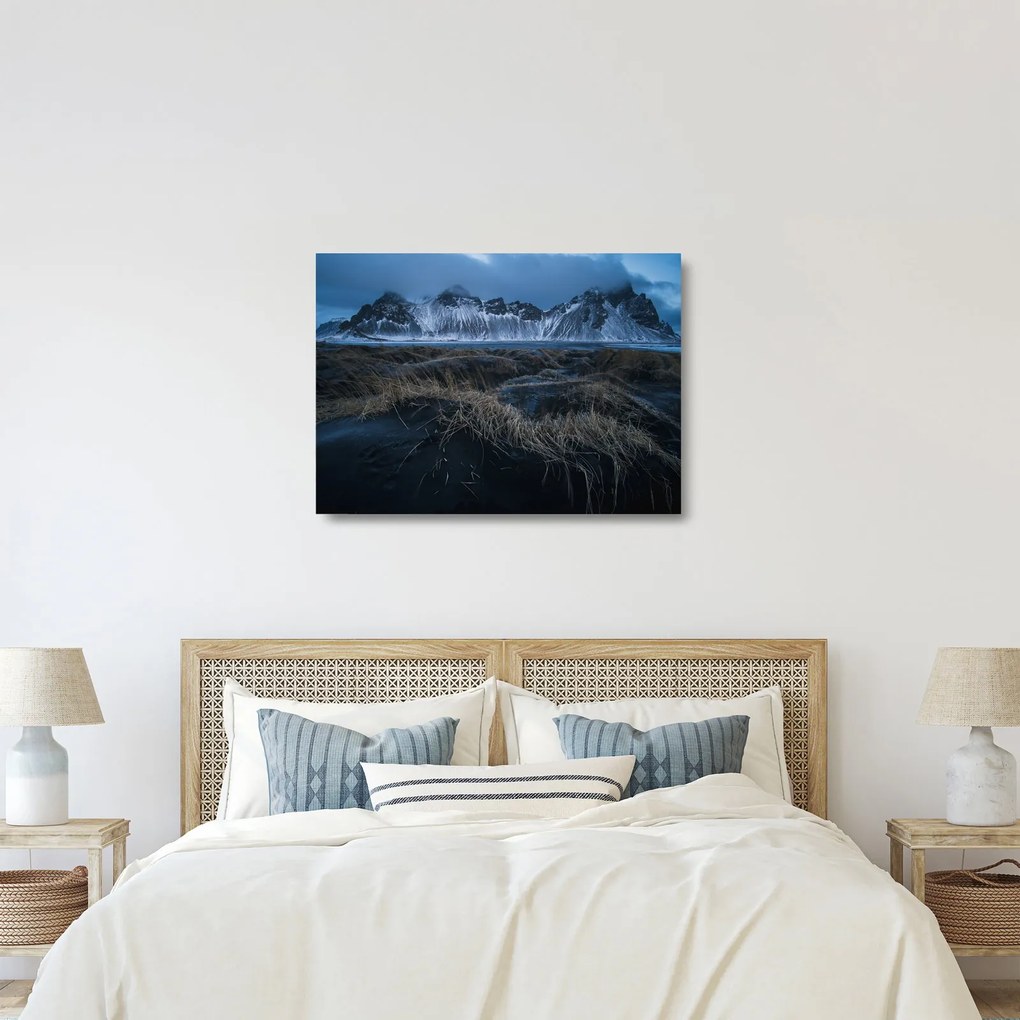 Sklenený obraz výhľadu na Islandskej vrcholky (70x50 cm)