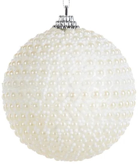 Vianočná ozdoba s perlami krémová (6 ks)