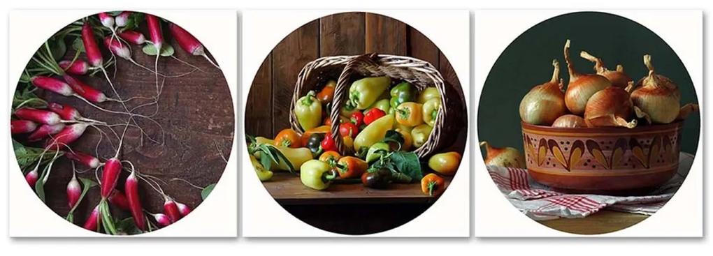 Obraz na plátně třídílný Zelenina Ovoce - 150x50 cm