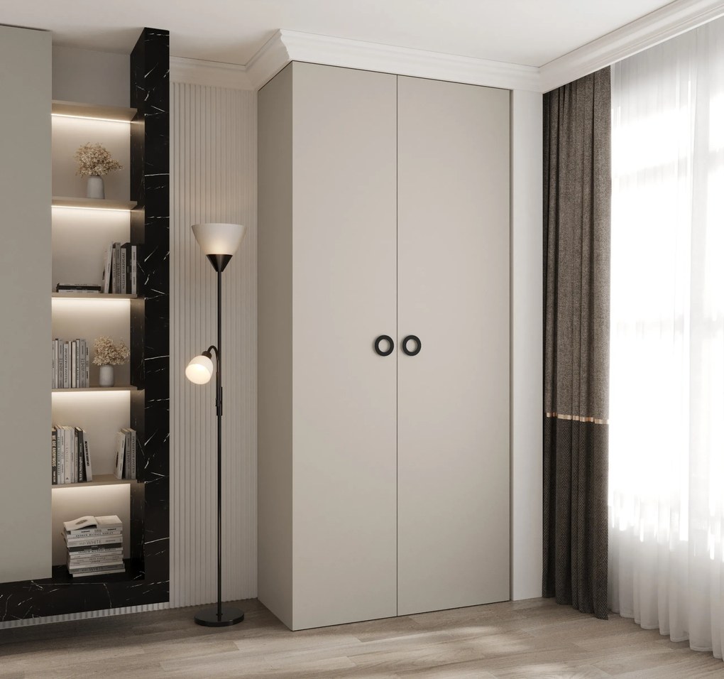 Šatníková skriňa 110 cm Carmela 40-1 (kašmír + čierna). Akcia -20%. Vlastná spoľahlivá doprava až k Vám domov. 1126507