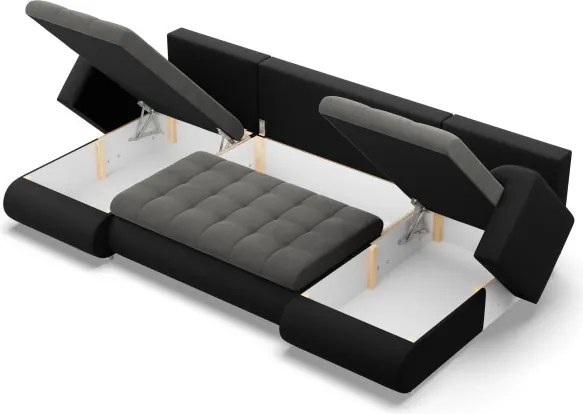 Sedacia súprava FORESTA ULL v tvare U tmavosivá / čierna