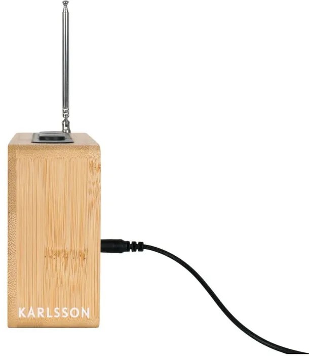 Bambusový budík s rádiom Karlsson Retro