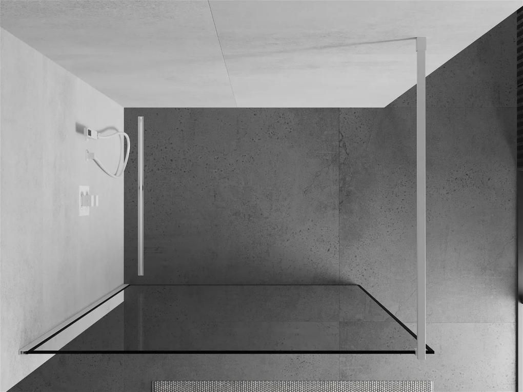 Mexen Kioto, Walk-In sprchová zástena 120 x 200 cm, 8mm sklo číre/čierny vzor, biely profil, 800-120-101-20-70