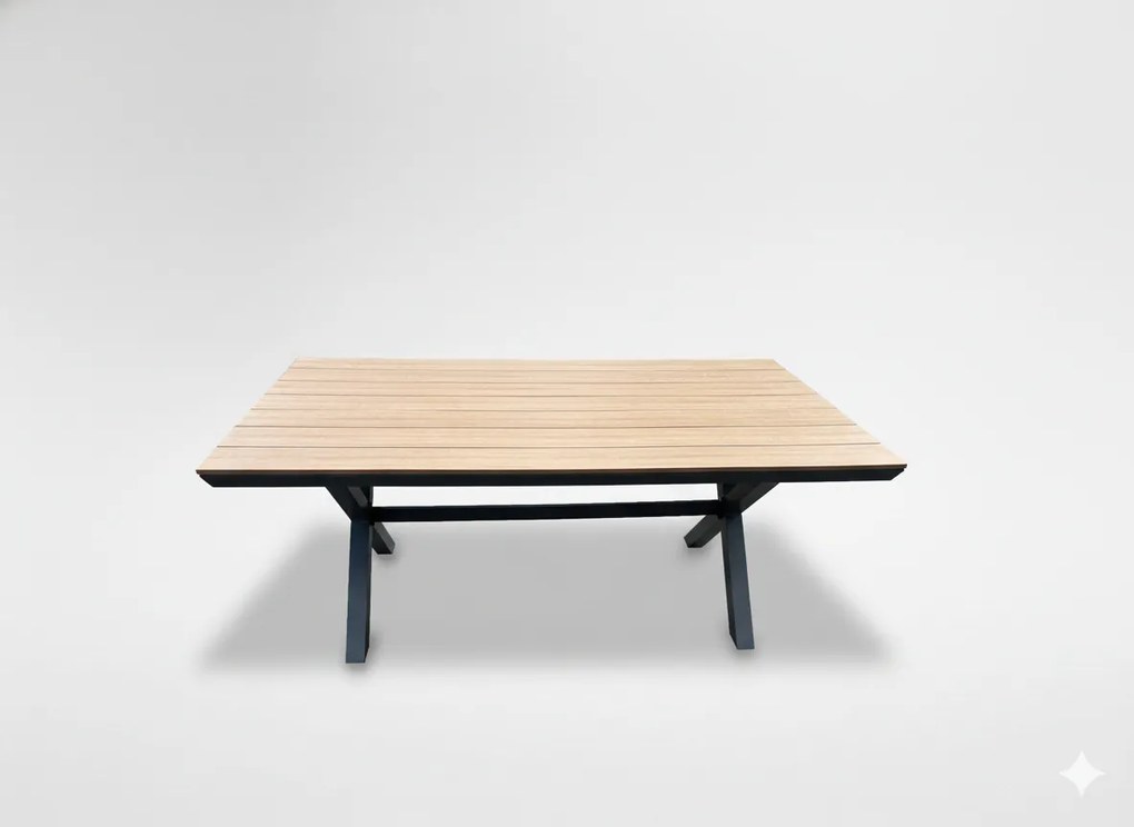 Hliníkový záhradný stôl s doskou z polywoodu 180 x 100 x 75 cm tmavošedý