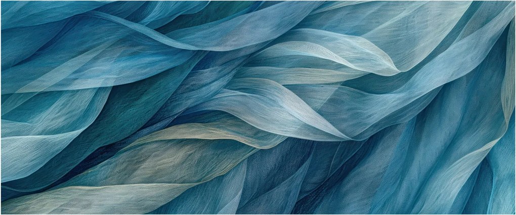 Obraz - Modrobiele vlnky (120x50 cm)