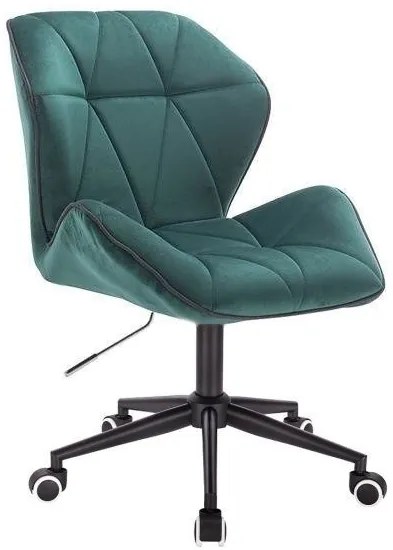 LuxuryForm DESIGN Stolička MILANO MAX VELUR na čiernej podstave s kolieskami - zelená