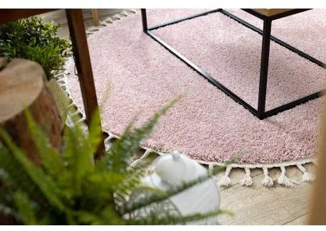 Okrúhly koberec BERBER 9000, ružová - strapce, Berber, Maroko, Shaggy Veľkosť: kruh 160 cm