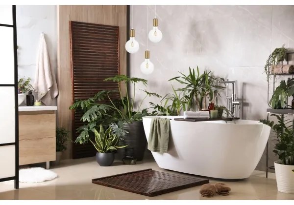 Luster na lanku MIROS 3xE27/60W/230V guľatý biela/zlatá