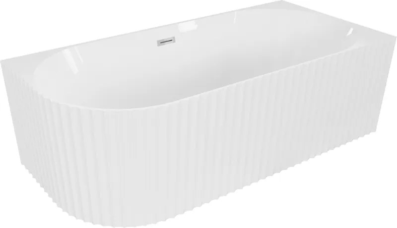 Mexen Gia Rohová Vaňa 150x75cm, Biela Lesklá, Chróm Preliatie