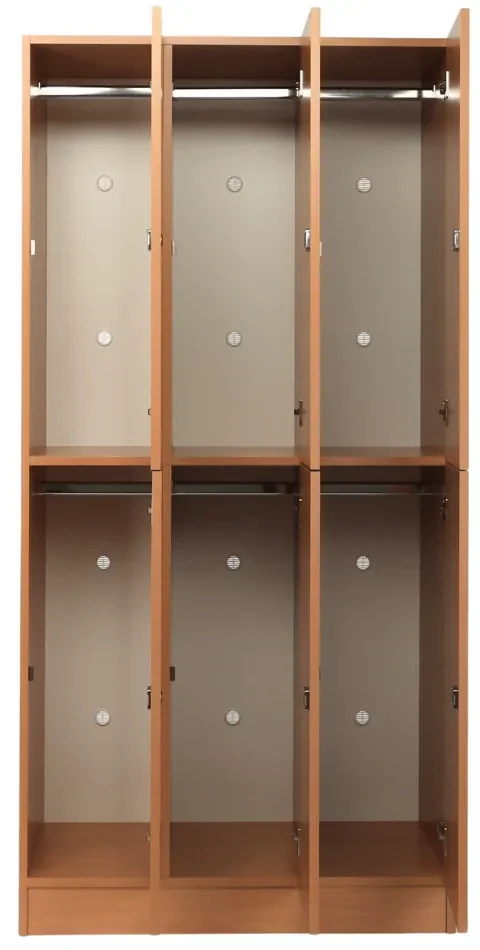 Drevená šatníková skrinka Visio - 6 boxov, 90 x 45 x 185 cm, cylindrický zámok, buk
