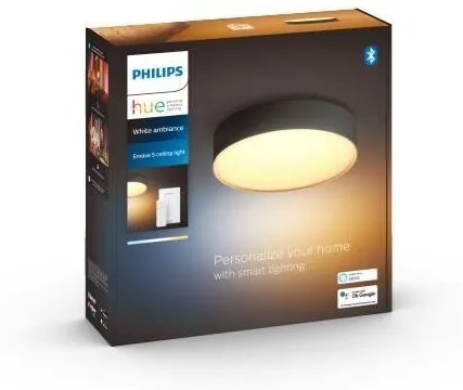 PHILIPS HUE Prisadené stropné LED inteligentné osvetlenie HUE ENRAVE s vypínačom, 9,6 W, teplá biela-studená bie