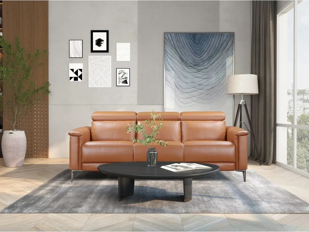 Hnedá pohovka z imitácie kože 222 cm Lund – Støraa