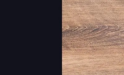 Vysoká vitrína Boston, čierna/dub ribbeck, s osvetlením, ľavá