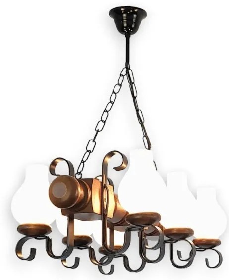 Brilagi - Luster na reťazi RUSTIC 6xE14/40W/230V buk/orech