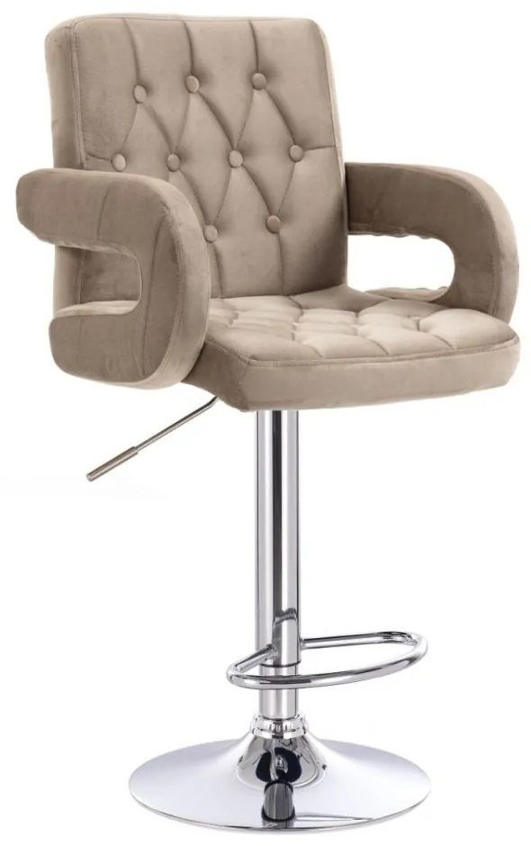 LuxuryForm DESIGN Barová stolička BOSTON VELUR na striebornom tanieri - latte