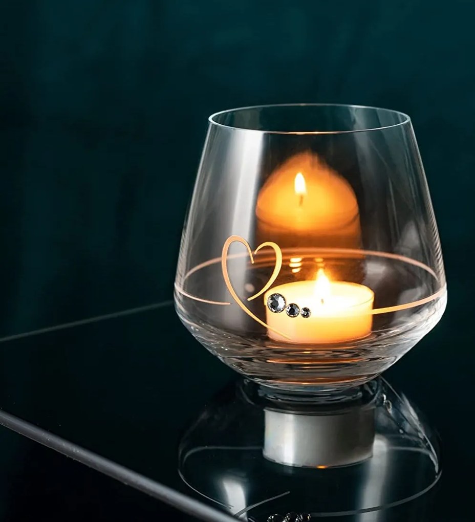 Diamante svietnik na čajovú sviečku Romance s kamienkami Swarovski 1 ks