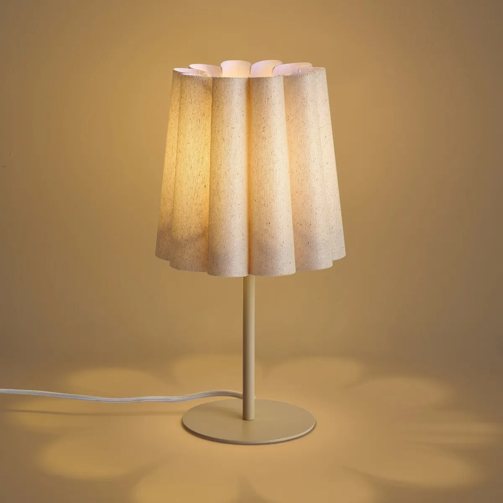 Japandi stolná lampa béžová s látkovým tienidlom 35 cm - Jenni