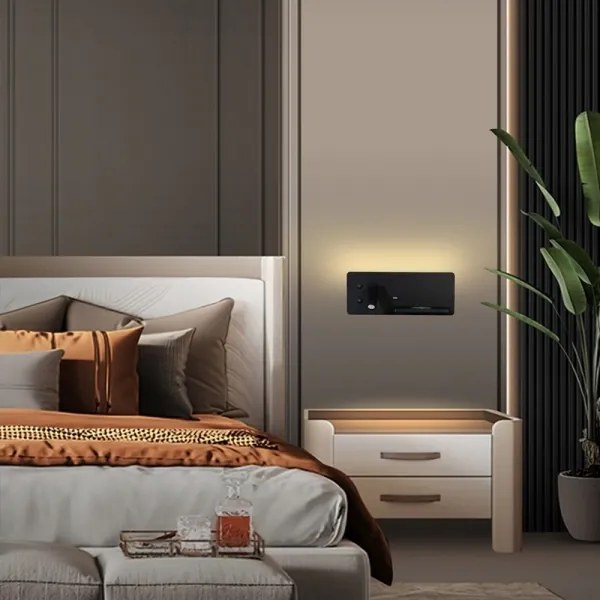 Immax 08287L-LED Nástenné sviet. s pol., USB a bezdr. nab. LED/3W/230V + LED/3W