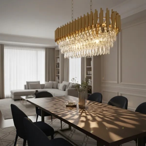 Brilagi - Luster na reťazi ECLIPSE 10xE14/10W/230V 78x28 cm zlatý