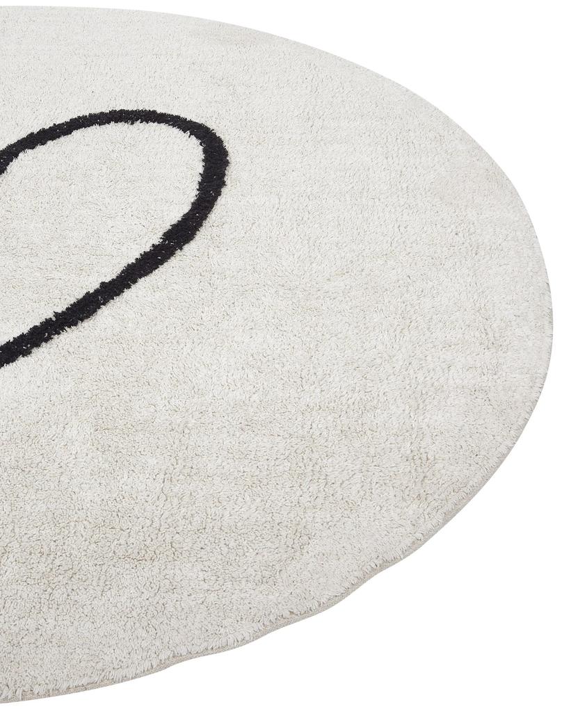 Okrúhly bavlnený koberec ø 140 cm béžová/čierna HEART Beliani