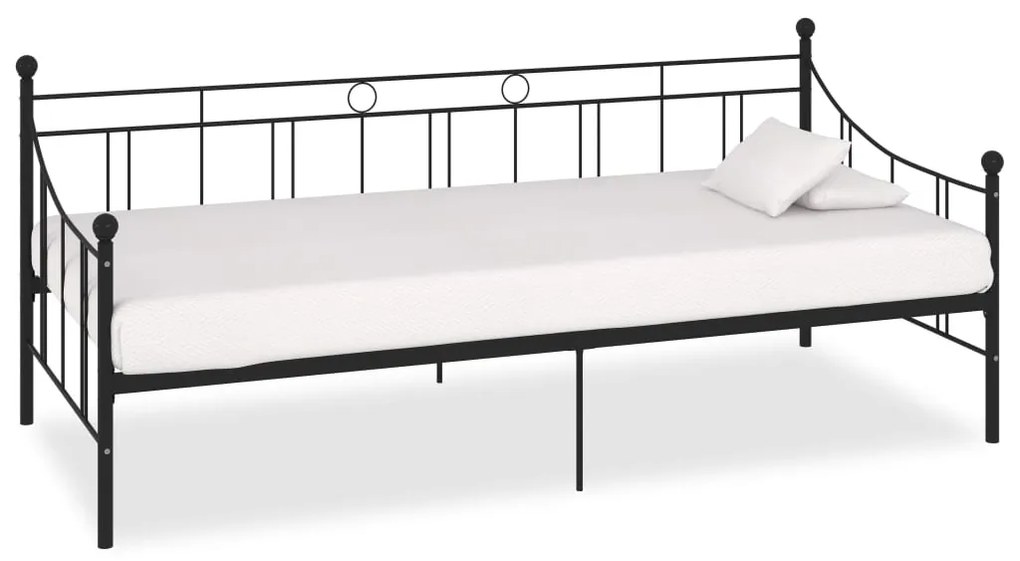 vidaXL Rám dennej postele čierny kovový 90x200 cm