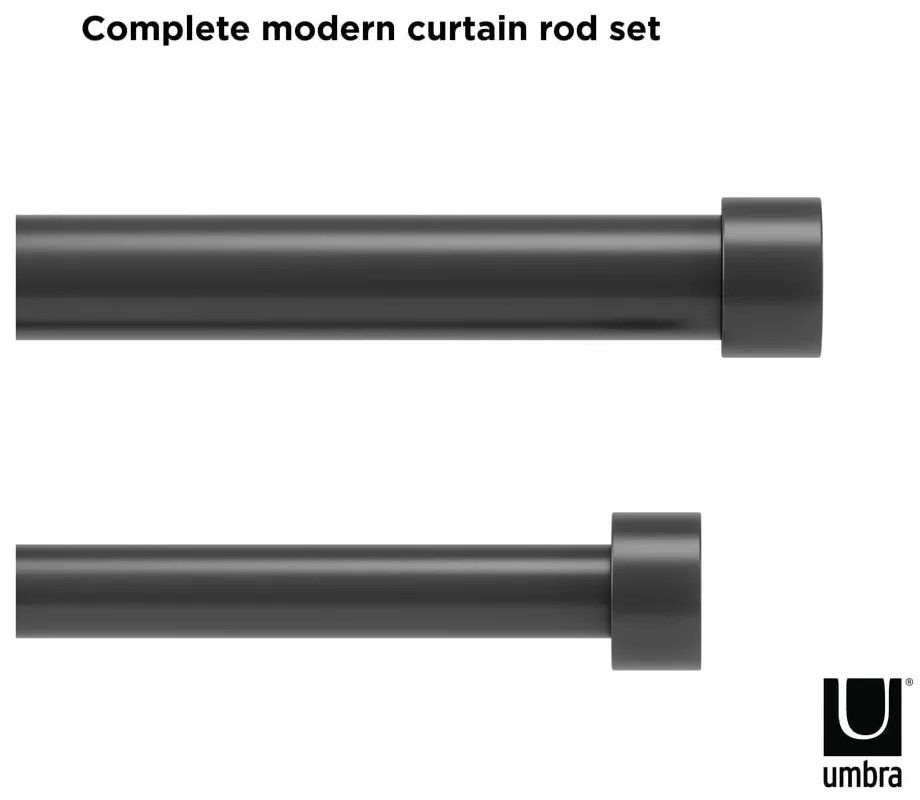 Oceľová roztiahnuteľná dvojitá garniža 168 - 305 cm Cappa - Umbra