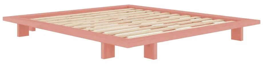 Svetloružová dvojlôžková posteľ z borovicového dreva s roštom 140x200 cm Japan – Karup Design