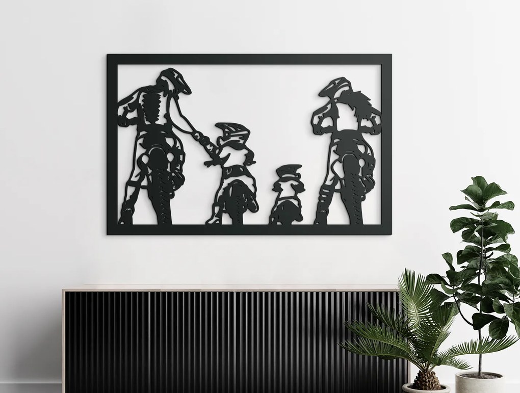 drevko Obraz na stenu Motorkárska rodinka Rozmer obrazu: 41 x 65 cm, Farba dekorácie: Čierna