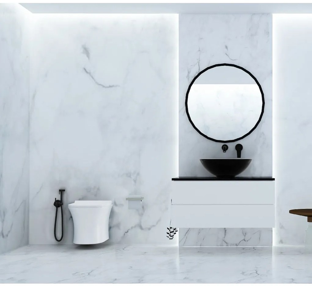 Invena Dokos, umývadlo na dosku 395x395x135 mm, čierna-biela, INV-CE-19-041-C