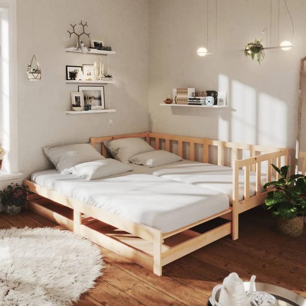 Rozkladacia denná posteľ 2x(90x200) cm borovicové drevo