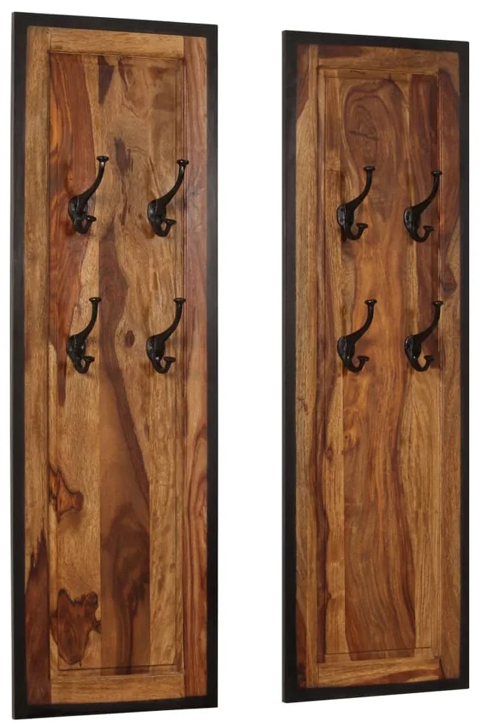 vidaXL Vešiaky na kabáty zo sheeshamového dreva 2 ks