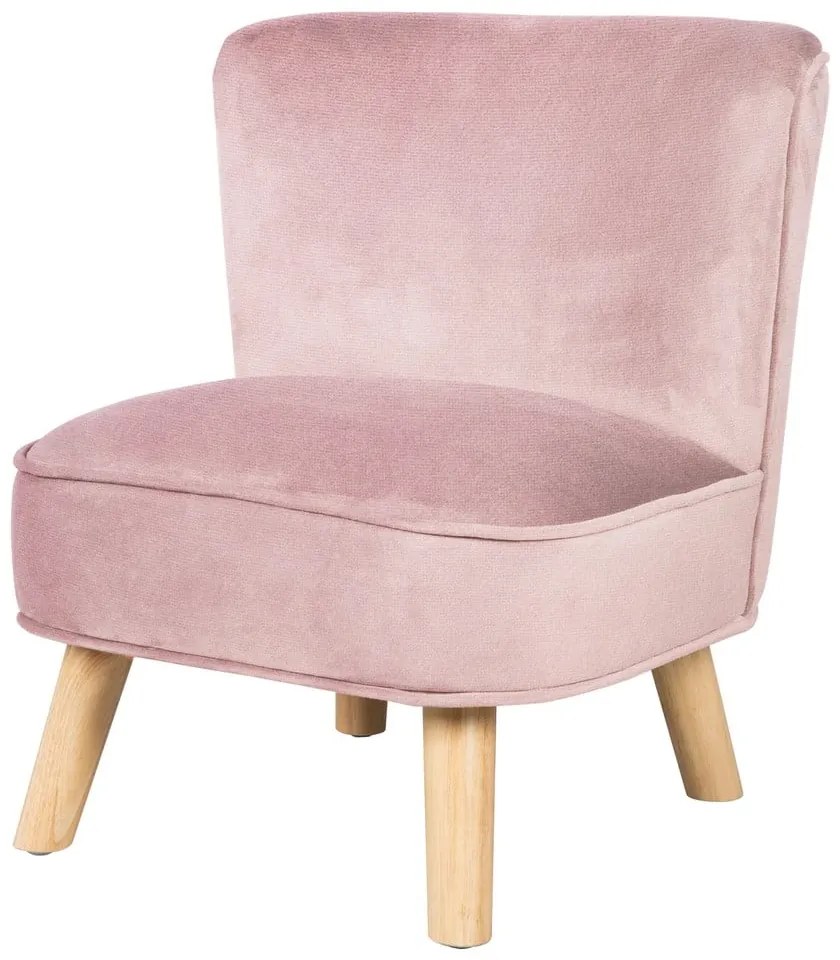 Svetloružové zamatové detské kresielko Lil Sofa – Roba