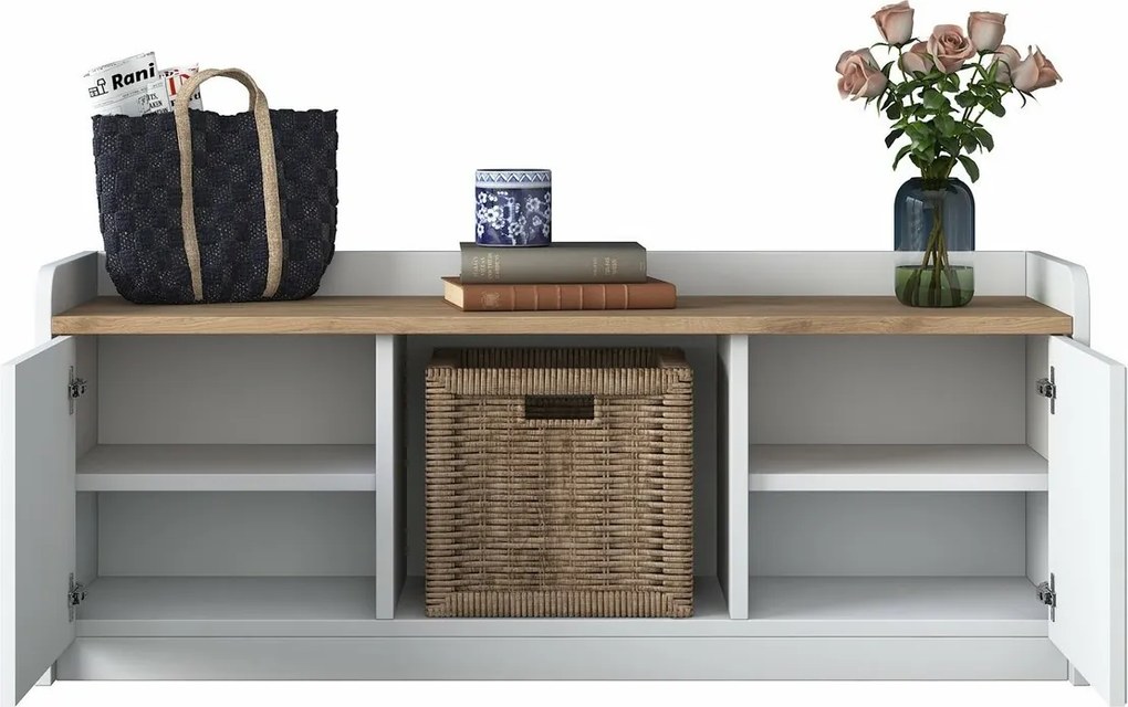 Skrinka na topánky Pilo White and Walnut