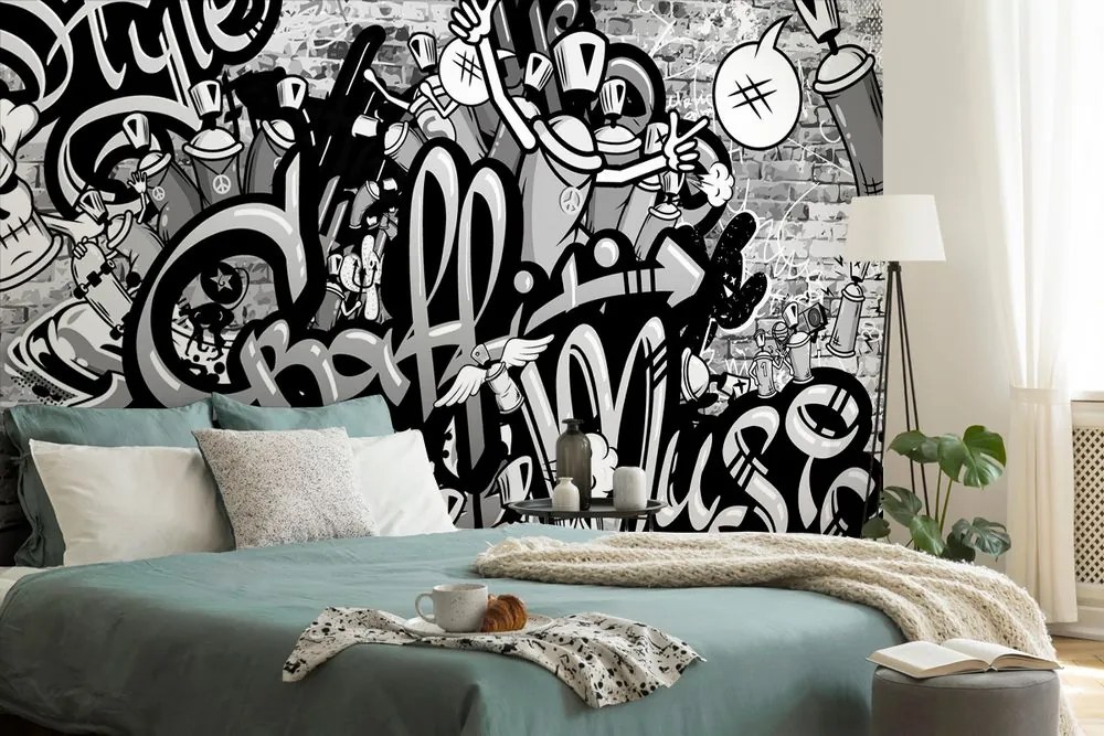 Samolepiaca tapeta šedé street art graffiti