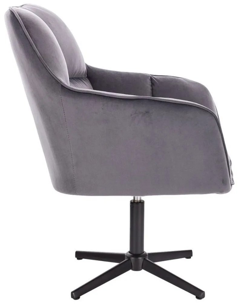 LuxuryForm DESIGN Kreslo AMALFI VELUR na čiernom kríži - tmavosivé
