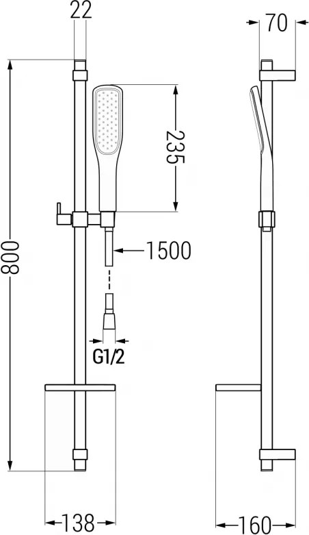 Mexen sprchový set DQ49, čierna/zlatá, 785494581-57