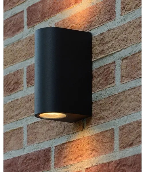 Lucide 69801/02/30 - Vonkajšie nástenné svietidlo ZARO 2xGU10/35W/230V IP44 čierna