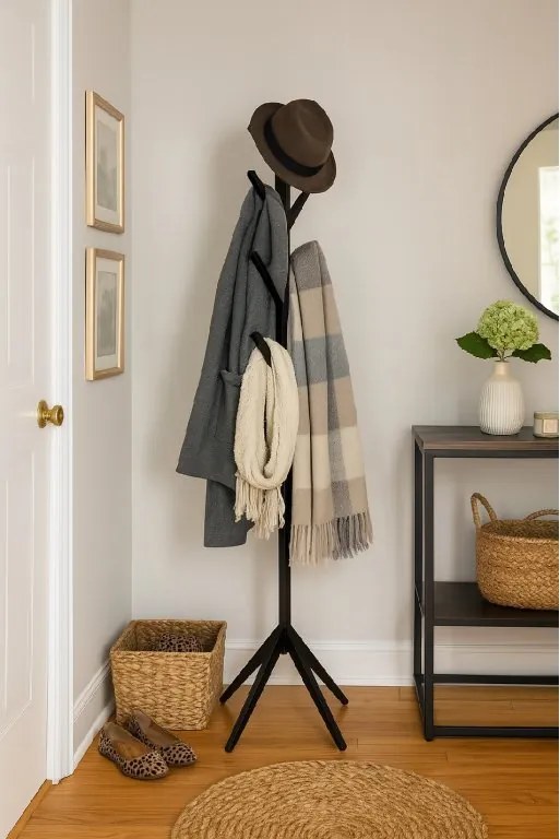 Noela Stojací drevený vešiak PORTU čierny