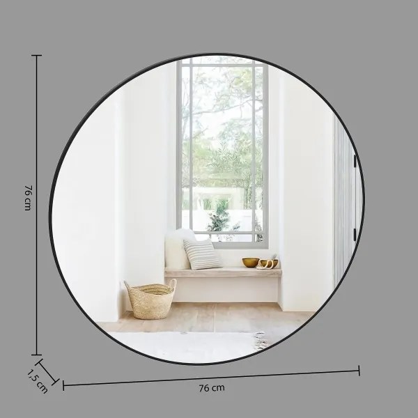 Atmosphera - Nástenné zrkadlo ALICE pr. 76 cm čierna