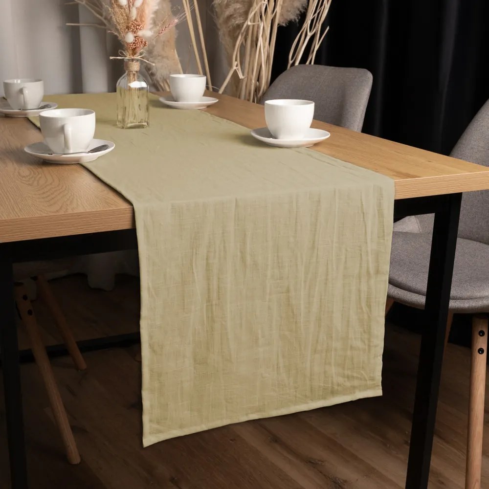Biante Ľanový behúň na stôl LEN-023 Pieskovo béžový 45x140 cm