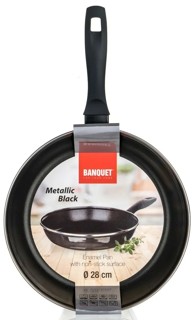 Banquet Panvica smaltovaná METALLIC Black 28 cm, s nepriľnavým povrchom, 28 cm