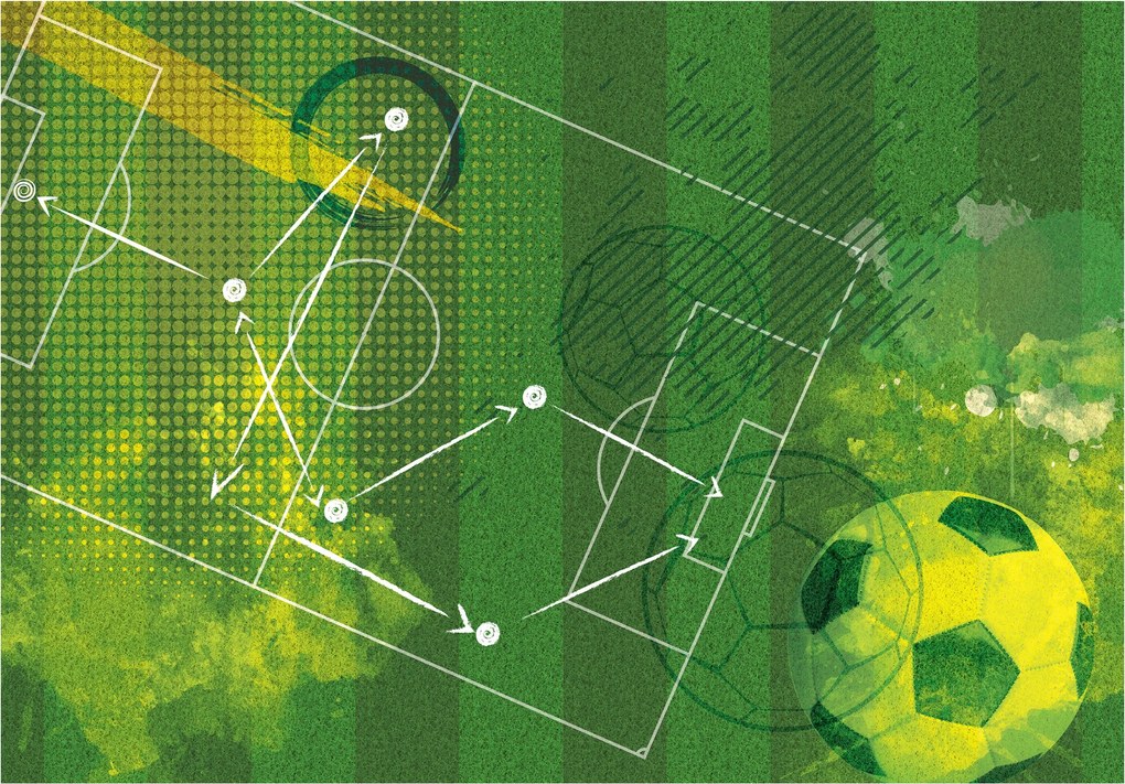 Vliesová fototapeta Futbal Taktika Stratégia gólu Hracie pole 350x250 lepidlo