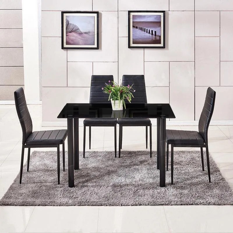 Jedálenský set 4x stolička + stôl Catini AMALIA - čierna