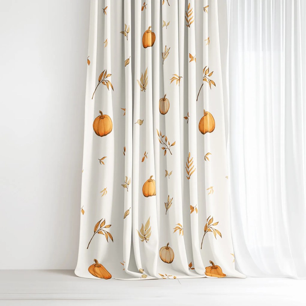 Goldea bavlnený záves - jesenné tekvice a lístky 140x150 cm