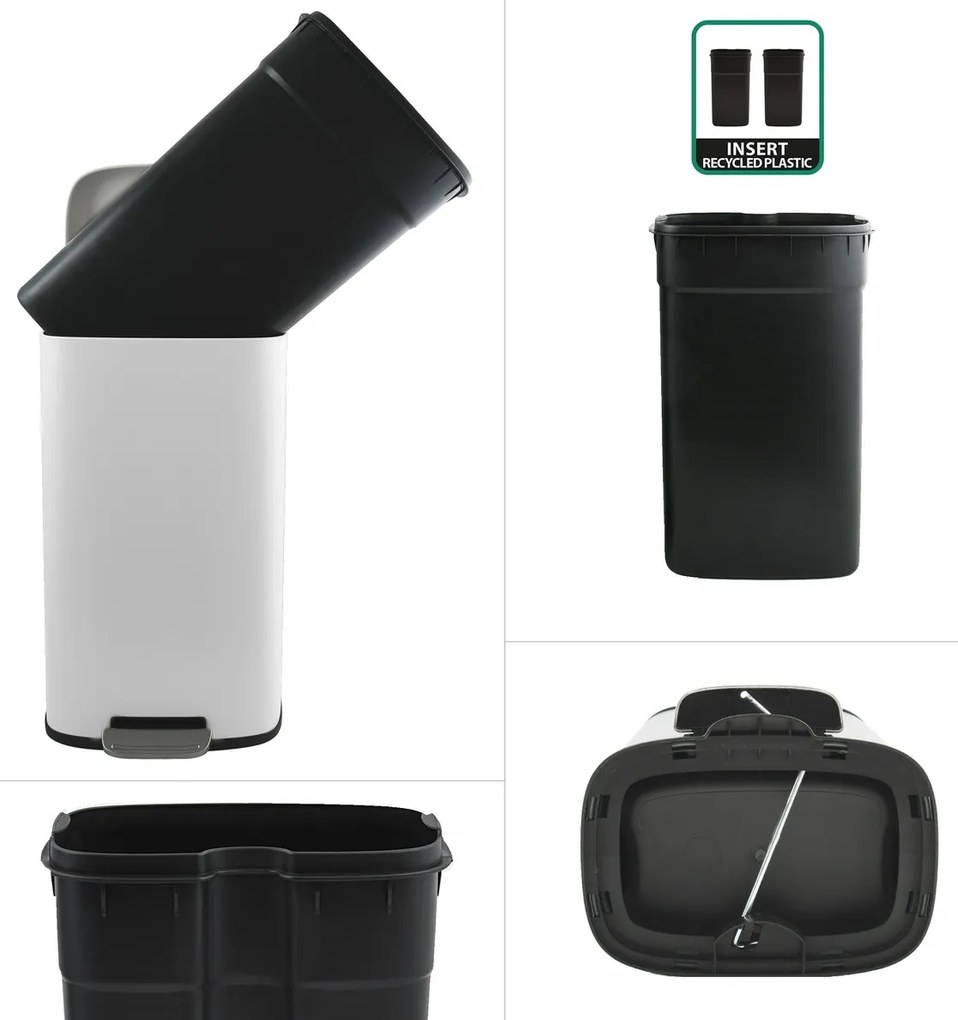 Spirella Pedálový odpadkový kôš soft-close Akira 50 l, matná biela, 50 l