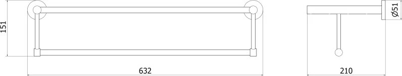 Mexen Remo, polica s vešiakom na uterák, čierny chróm, 7050720-73