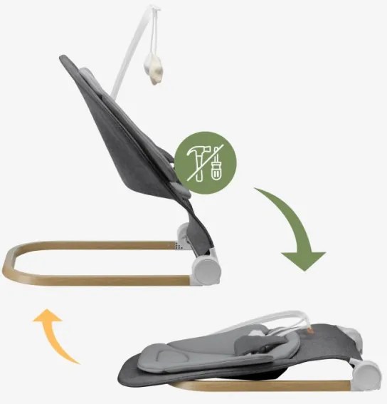 Detské hojdacie kreslo Moon 50 sivé