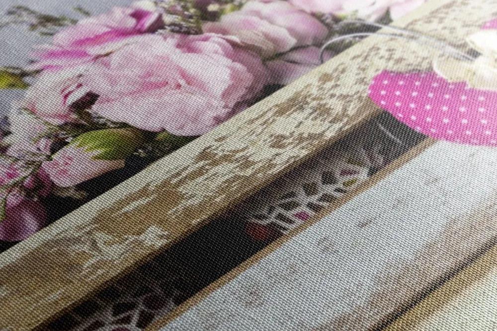 Obraz kvety karafiátu v drevenej bedničke - 120x80